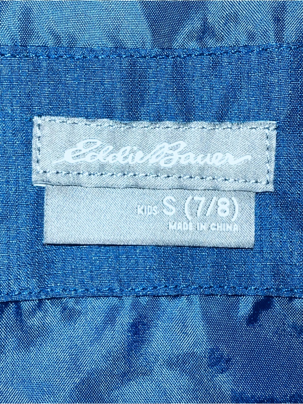 Eddie Bauer Kids Two-tone Blue Hooded Windbreaker Jacket Sz 7/8 - Picture 4 of 7